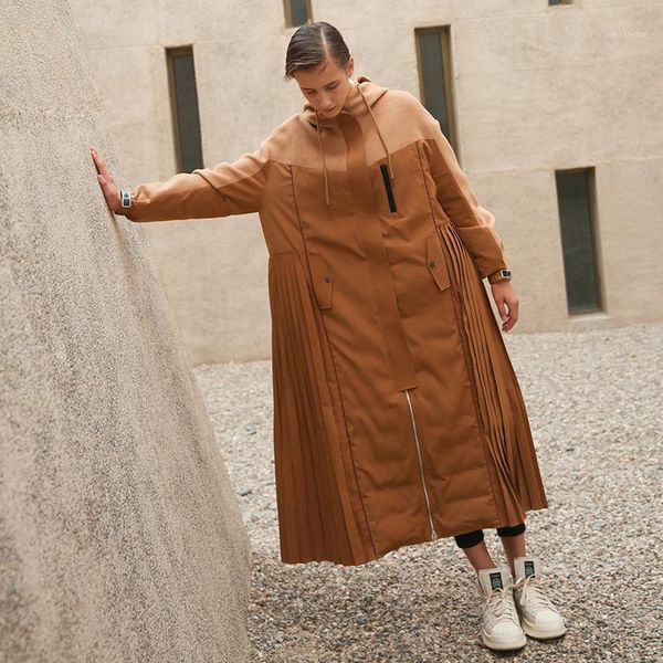 

irinaw197 2018 winter new collection original design oversized long skirt type pleated bottom white duck down jacket coat women1, Black