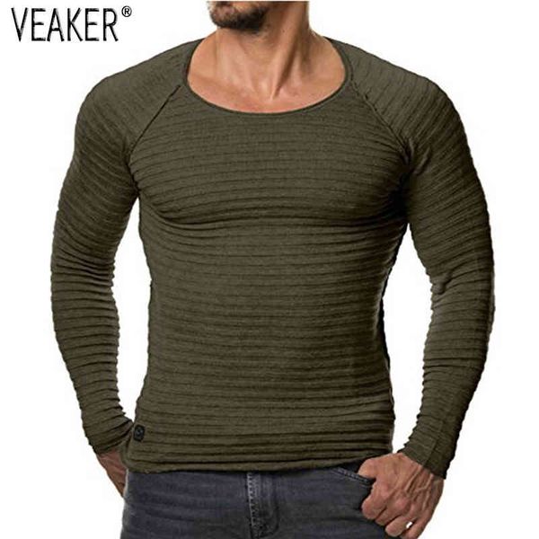 

2021 autumn men's knitted sweater male casual slim fit sweaters o-neck long sve black red pullover s-2xl