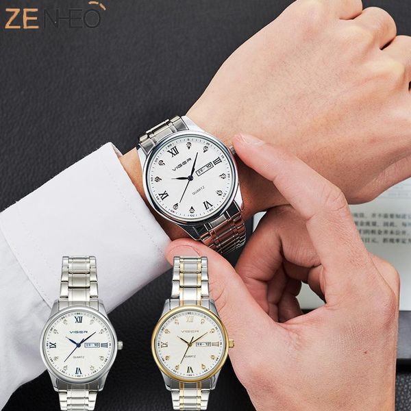 

wristwatches men's business watch stainless steel strap watches waterproof quartz clock male man reloj de hombre gifts, Slivery;brown