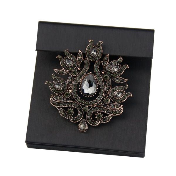

pins, brooches sunspicems gray crystal turkish for women vintage gold color flower hijab pins ethnic wedding jewelry gift