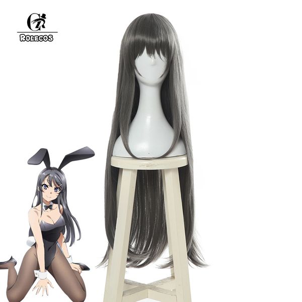 

rolecos mai sakurajima cosplay hair anime seishun buta yarou wa bunny girl senpai no yume wo minai cosplay long hair headwear cx200817, Black