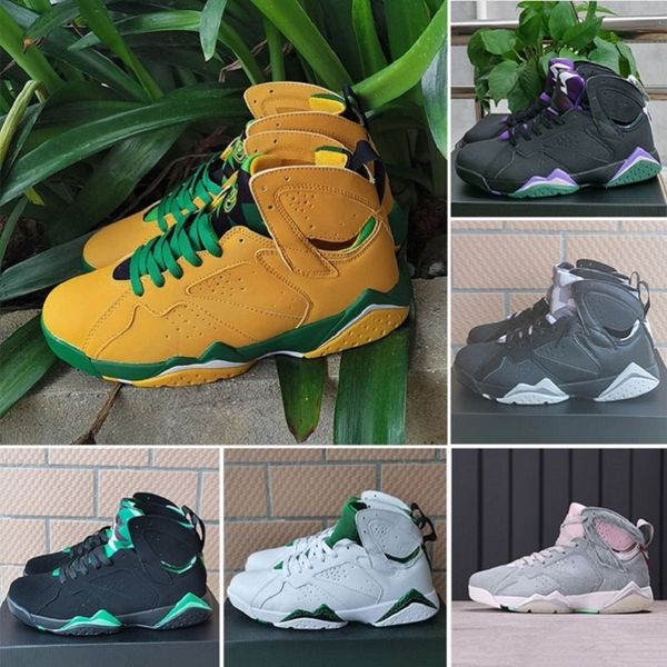 

fashion brand oregon ducks jumpman 7 mens basketball shoes 7s hare black green white black hare 2.0 men trainers sports sneakers 40-45