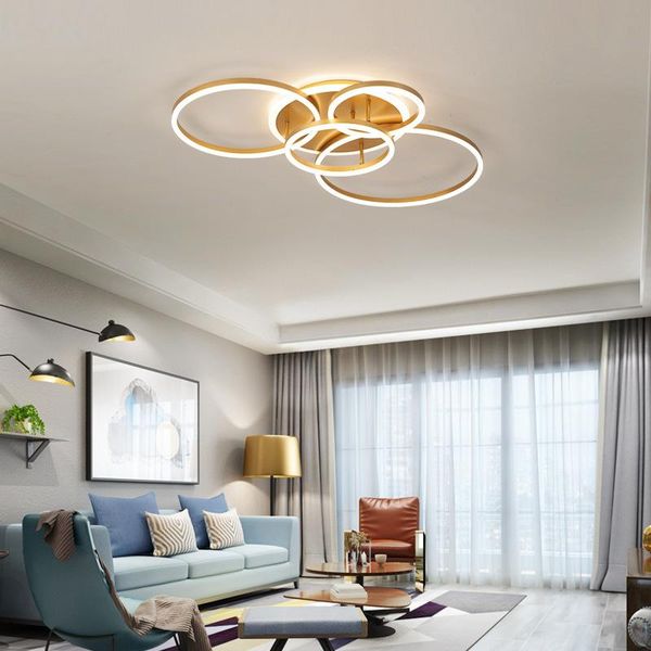 

ceiling lights round light modern led nordic luxury lighting fixture living room bedroom hall acrylic gold ring indoor decor lamp