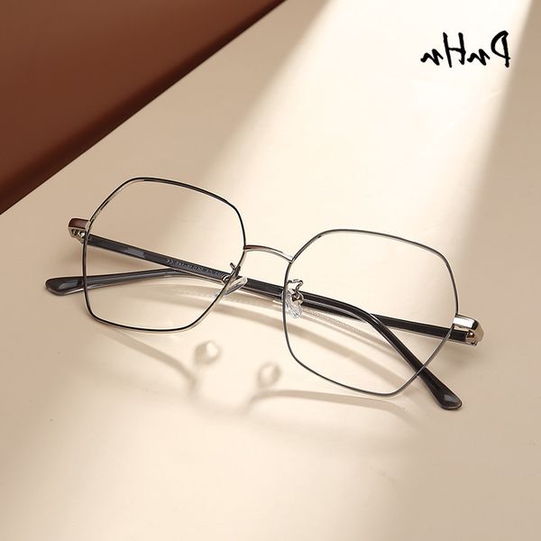 

paheng new eyeglass plate insert myopia fashion large frame multi edge anti blue flat lens, White;black