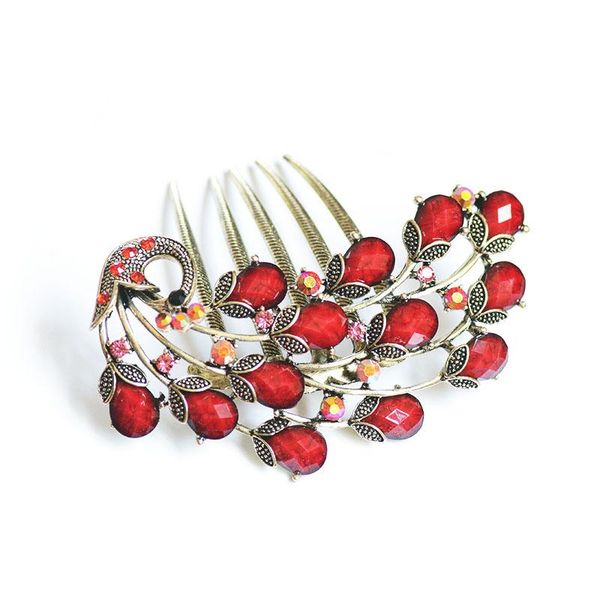 

hair clips & barrettes vintage peacock comb antique bronze clip hairpins headdress exquisite jewelry for women, Golden;silver