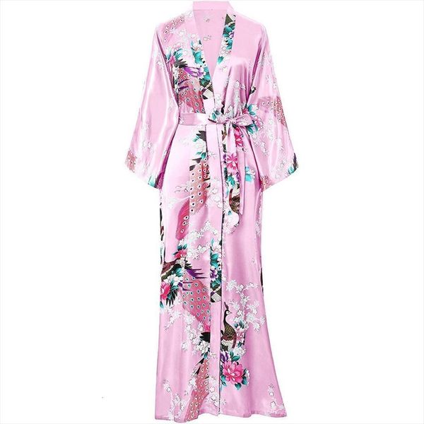 

pink chinese silk rayon womens sleepwears robes long nightgowns yukata kimono bath gown plus size s  l xl, Black;red