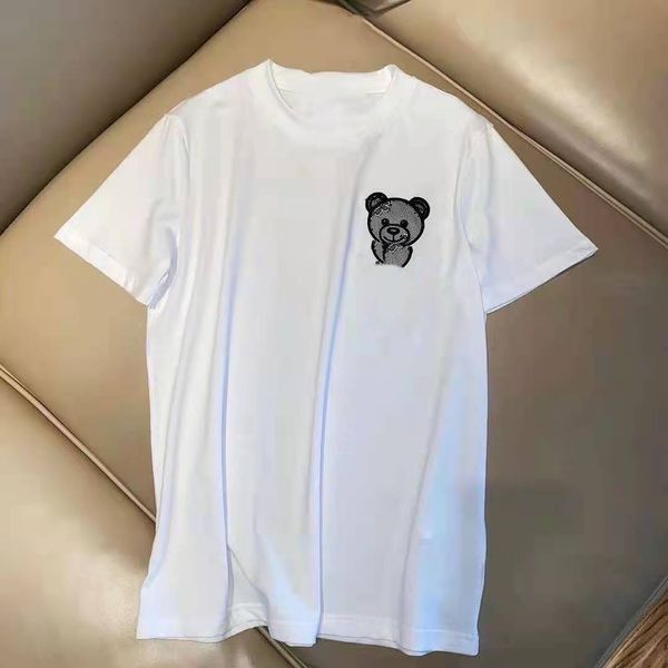 

luxury design fashion moss lace bear short sleeve urban leisure white loose round neck pullover cotton clothes