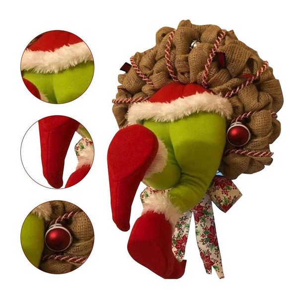 

burlap wreath thief design christmas door fireplace xmas hanging decorative pendent garland ornament new year home de qylgjl