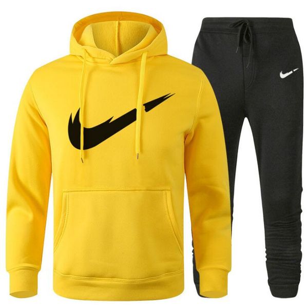 

new fashion mens clothing pullovers sweater cotton men tracksuits hoodie two pieces + pants sports shirts fall winter track suit s-xxxl, Gray