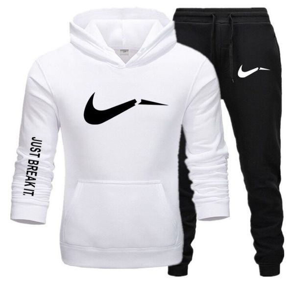 

2021 new 2 piece set print men hoodies pant clothing set men ladies solid tracksuit pants suit female tracksuit cotton men tracksuits, Gray