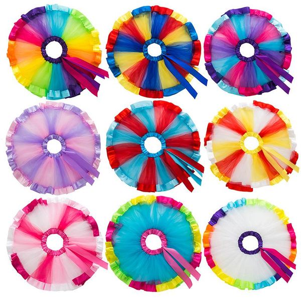 

skirts children's rainbow skirt girls ballet peng tutu kids, Blue