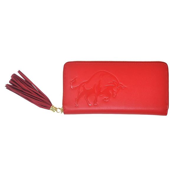 

storage bags feng shui wealth bull red purse - thick/thin wallet