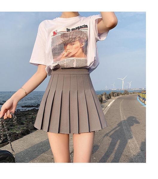 

skirts 2021 summer fashionable women pleated skirt high waist elastic head solid color mini for, Black