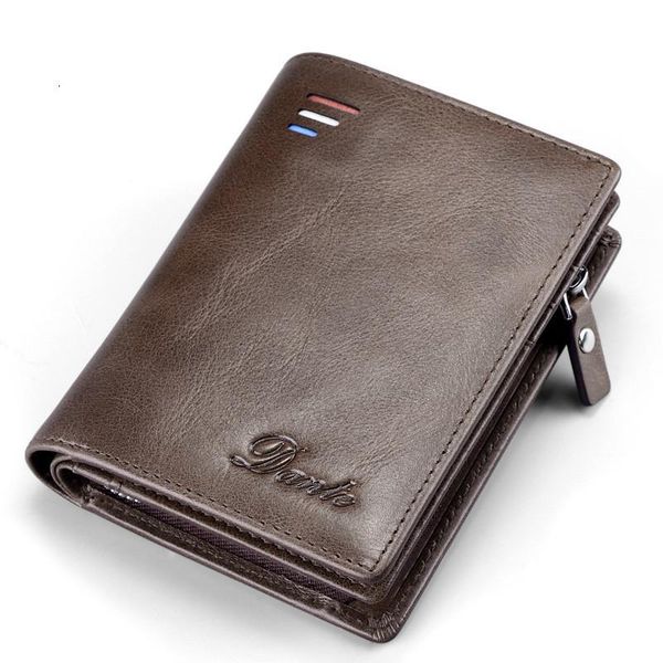 

wallets men's wallet short rfid anti-theft brushed leather zipper retro first layer cowhide, Red;black