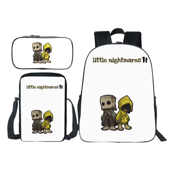 

backpack game little nightmaresy teens school bag 3 pieces/set fashion all-match simplicity pencil case messenger rucksack