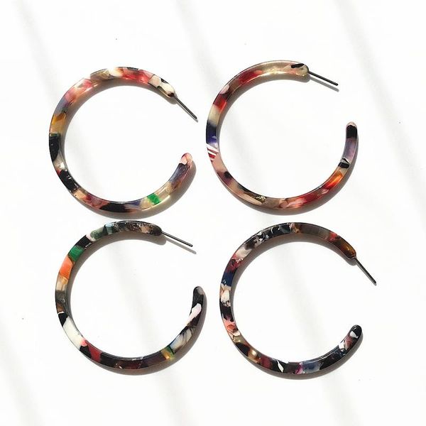 

hoop & huggie ujbox flower acetate earrings women acetic acid factory wholesale minimalist jewelry gift, Golden;silver