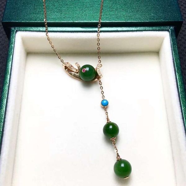 

lockets 18k gold inlaid with hebi jasper ball clavicle chainj14#, Silver