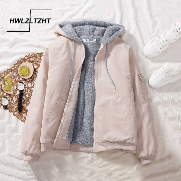 

hwlzltzht women's winter jacket warm women's big jacket embroidery women's coat outerwear plus velvet lamb hooded parka woman, Black;brown