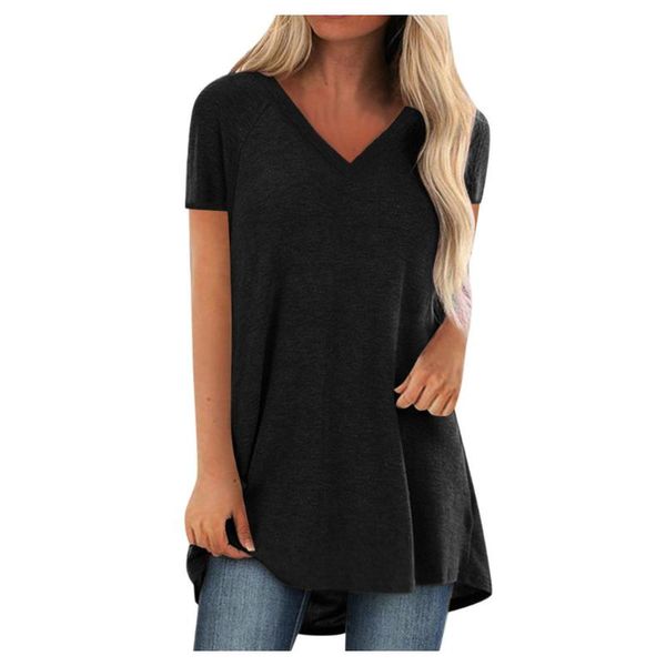 

y2k clothes women oversized t shirt fashion plus size print v neck short sleeved long t-shirt female elegant, White