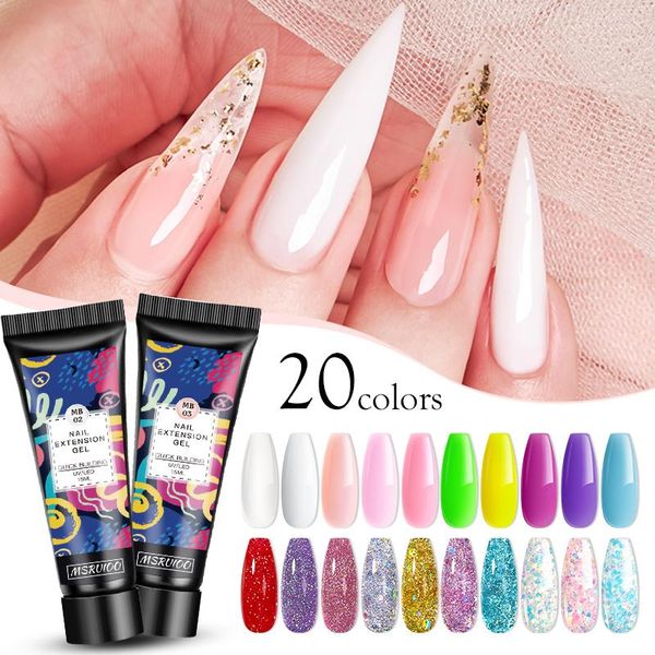 

nail gel msruioo glitter poly extension 15ml polish all for manicure builder semi permanent soak off art, Red;pink