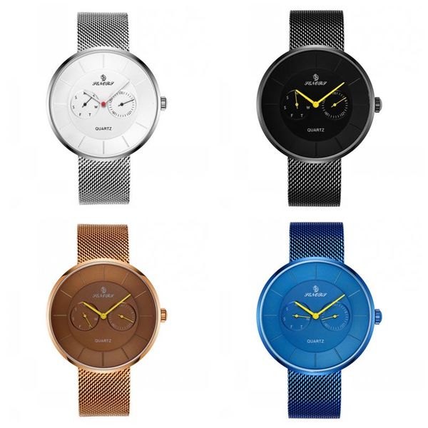 

wristwatches luxury quartz watch men casual japan quartz-watch stainless steel mesh strap ultra thin clock male business black, Slivery;brown