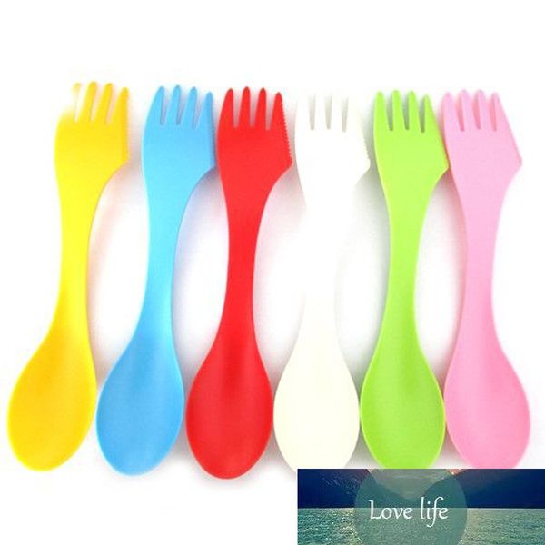 6 teile/satz 3 In 1 Messer Gabel Löffel Kreative Spork Geschirr Set Tragbare Multifunktions Camping Wandern Utensil Langlebige werkzeuge