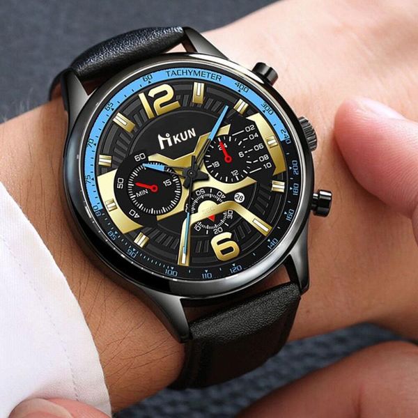 

wristwatches fashion men luxury watches business leather strap calendar watch mens military sport quartz for relogio masculino, Slivery;brown