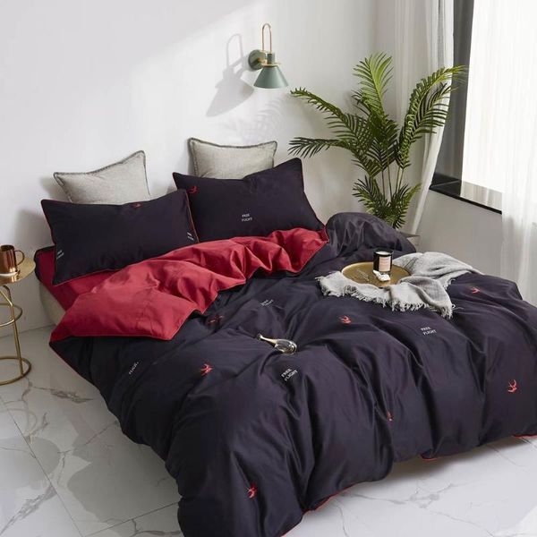 

bedding sets sot black home textiles birds leaves flowers bedlinens silkly egyptian cotton set  king size sheet duvet cover