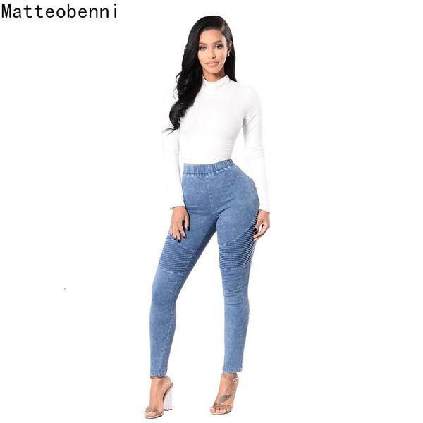 

2021 new women black waist denim vintage pants high elastic ny pencil stretch push up casual jeans streetwear plus size u4wp, Blue