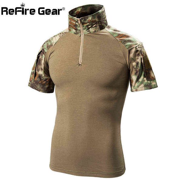 ReFire Gear Assault Camouflage Tactical T Shirt Uomo manica corta US Army Frog Combat T-Shirt Summer Multicam Military Tee Shirts G1229
