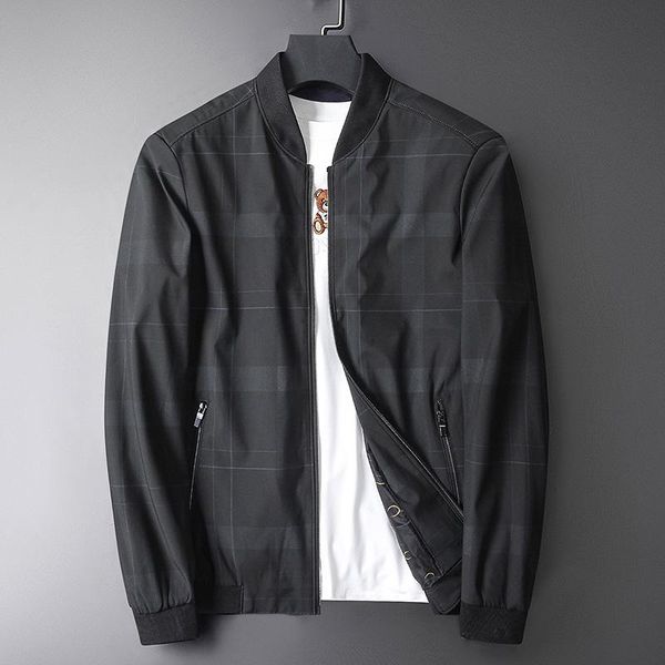 

men's jackets arrival 2021 spring autumn baseball style jacket men plaid thin smart casual coat outerwear plus size, Black;brown