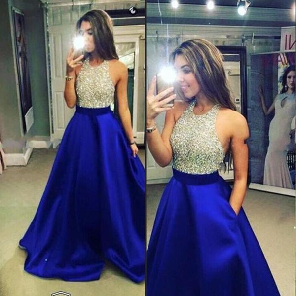 

party dresses real image royal a line long evening dress beadings crystal bodice open back elegant 2021 vestido de festa prom gowns, White;black