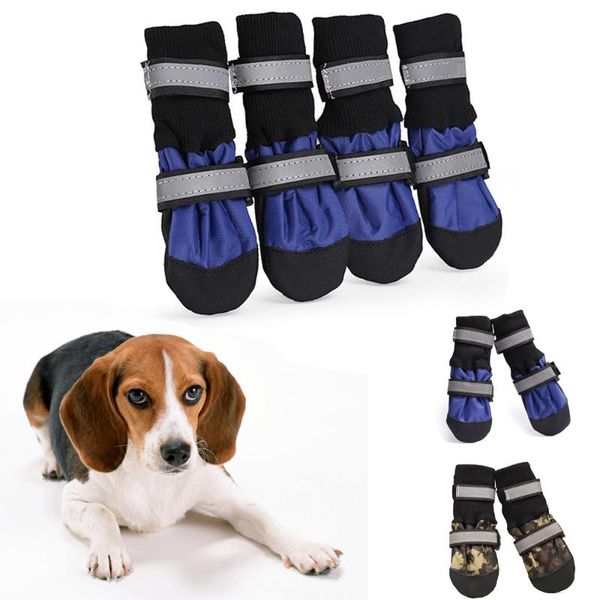 

dog apparel 4pcs/set winter pet shoes waterproof anti-slip boots protector warm reflective for medium large dogs labrador husky