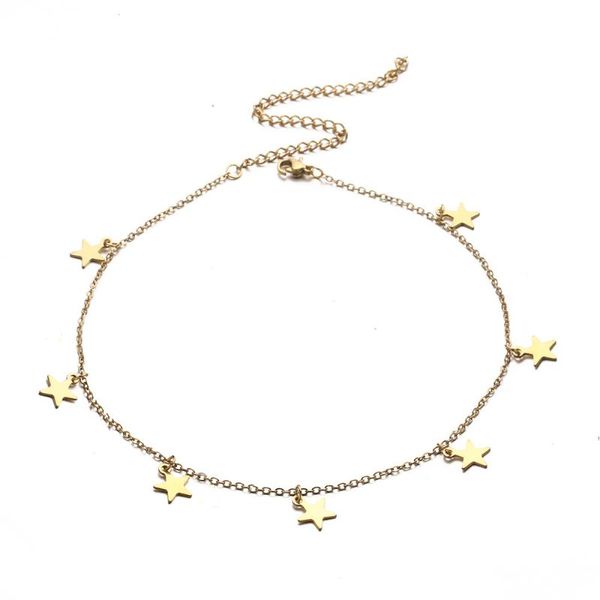 

anklets stainless steel foot chain star anklet for women summer ocean beach pentacle moon leg jewelry, Red;blue