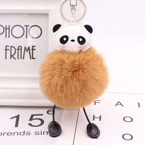 

keychains cute panda with 8cm rex fur ball jewelry for boys or girls, Silver
