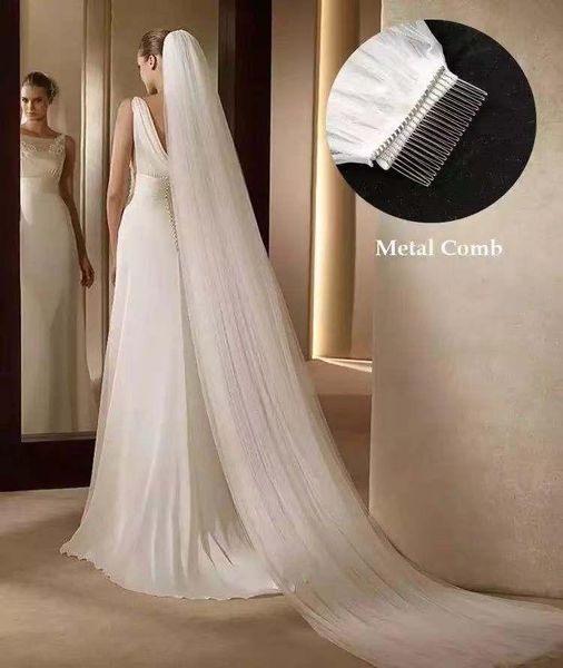 

bridal veils 3m white long for women one layer/double layer/three layers lace cathedral wedding accessories with comb, Black