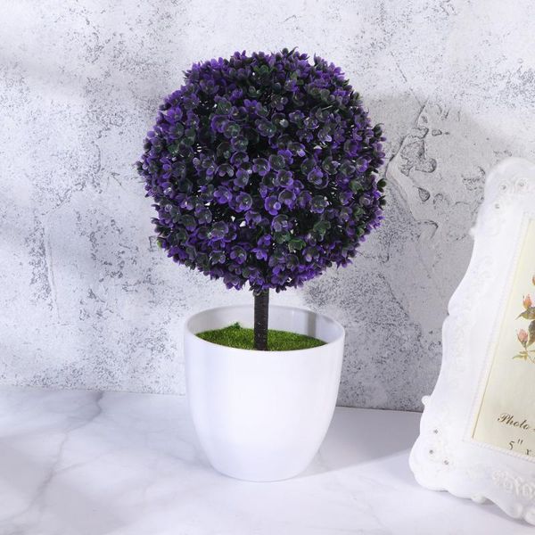 

decorative flowers & wreaths 3 pcs simulation cherry potted plant green fake bonsai home deskornament (green+purple+pink)