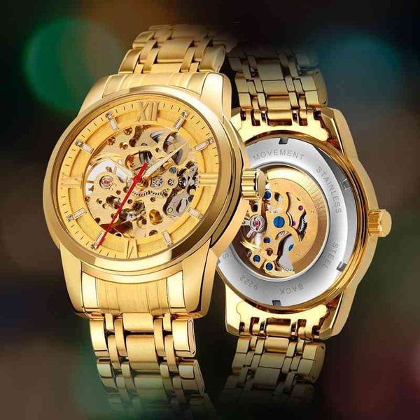 

clock skmei hollow skeleton mechanical business fire luxury gentlemen s rvs automatic, Slivery;brown