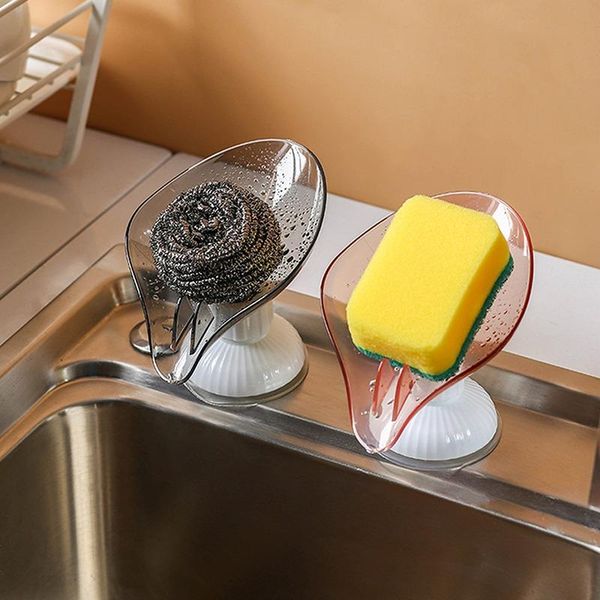 

soap dishes 3 colors leaf shape box bathroom holder kitchen dish storage non-slip drain saver case accessories