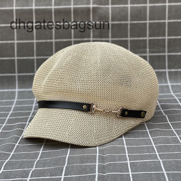 

brand cap carves face showing grass woven dome octagonal hat women's korean version tidal spring summer sunscreen versatile duck tongue, Blue;gray