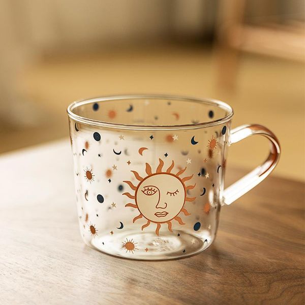 

500ml glass scale creative mug water sun coffee milk eye couple household cup cup breakfast pattern drinkware kmnpw, White;black