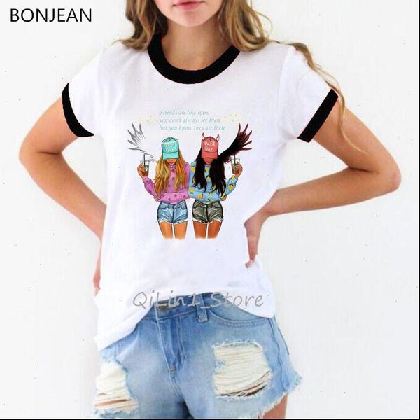 

vogue women fashion summer friends t shirt friends like a star graphic tshirt shirt short sleeve 90s sister outfit, White