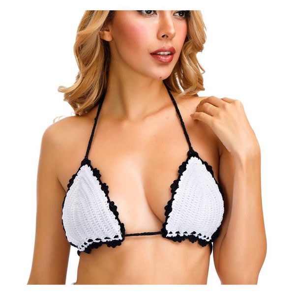 

two-piece suits handmade crocheted lacing bikini bra swimwear with lining