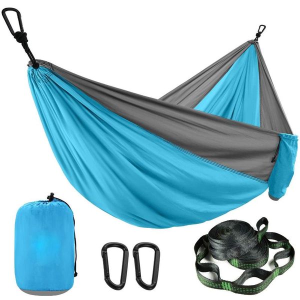

camp furniture 210t parachute camping hammock light weight outdoor portable single with tree strap and black carabiner