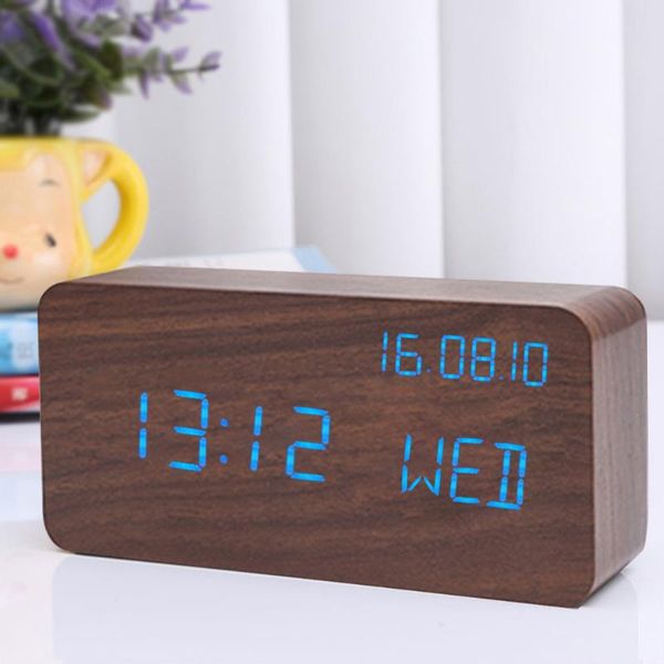 

other clocks & accessories decor voice control uv electronic watch cube wooden silent multifunction unique desk table clock alarm