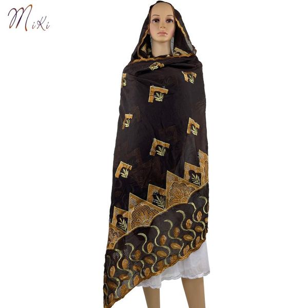 

ethnic clothing 2021 muslim african women scarf cotton big flower embroidery shawls pray islamic hijab bw107, Red