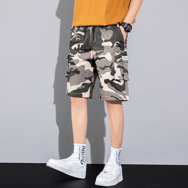 

men's shorts youndbio men camouflage solid short summer drawstring casual outdoor five-point pants plus size 8xl, White;black