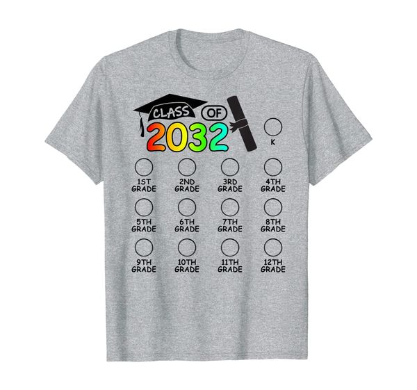 

k -12th grade checkmarks space graduation class of 2032 t-shirt, White;black