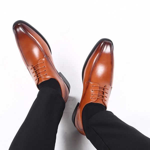 

dress shoes men gentleman business paty leather wedding flats oxfords formal, Black