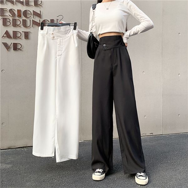 

2021 new sweatpants women clothes pants winter fashion korean style wide leg harajuku baggy black high waisted vintage b2lh, Black;white